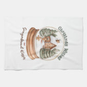 クリスマスジンジャーブレッドハウスホリデースノーグローブ キッチンタオル (横)