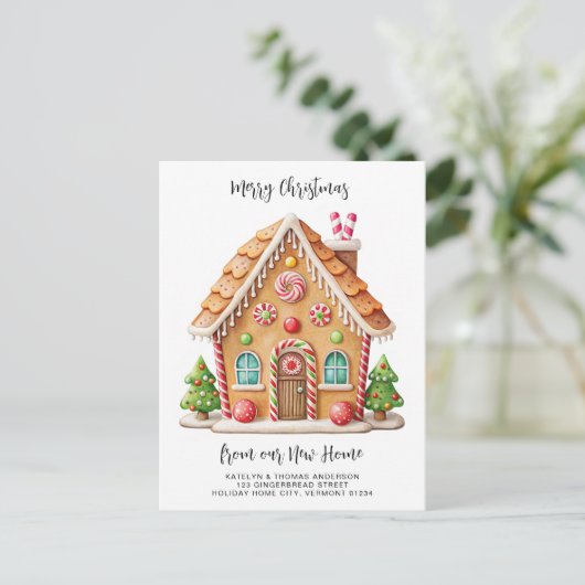 クリスマスジンジャーブレッドハウス新しいアドレス移動 案内ポストカード (スタンド正面)