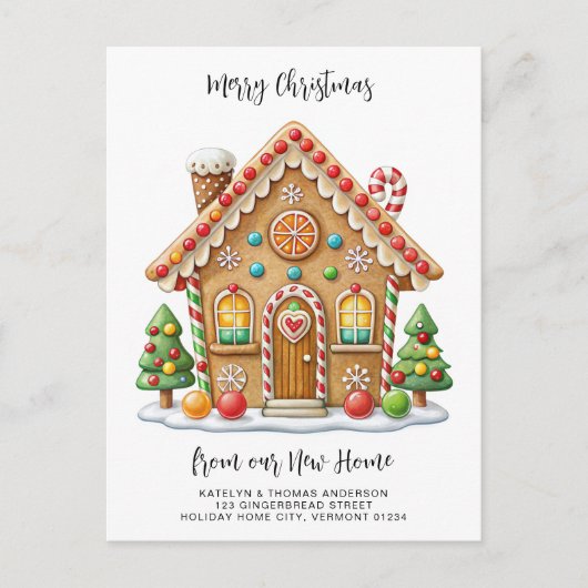 クリスマスジンジャーブレッドハウス新しいアドレス移動 案内ポストカード (正面)
