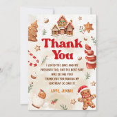 クリスマスジンジャーブレッドハウス誕生日 サンキューカード (正面)