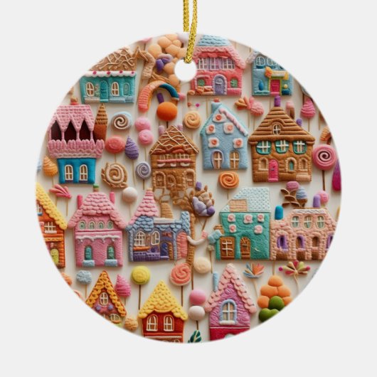 クリスマスジンジャーブレッドハウス セラミックオーナメント (正面)
