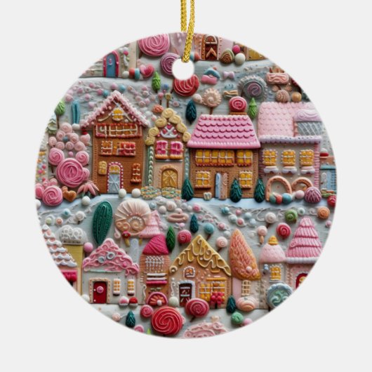 クリスマスジンジャーブレッドハウス セラミックオーナメント (正面)