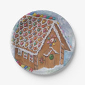 クリスマスジンジャーブレッドハウス ペーパープレート (正面)