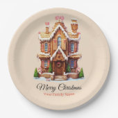 クリスマスジンジャーブレッドハウス ペーパープレート (正面)