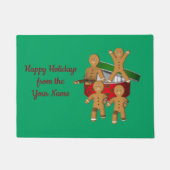 クリスマスジンジャーブレッドパーソナライズされたクッキーメン ドアマット (正面)