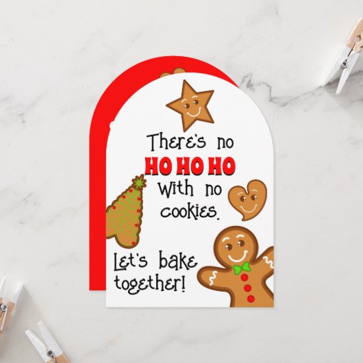 クリスマスジンジャーブレッドパール – ベーキングパーティー 招待状 (正面/裏面インサイチュ)