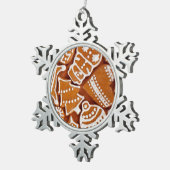 クリスマスジンジャーブレッドビスケット スノーフレークピューターオーナメント (右)