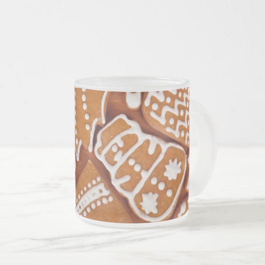 クリスマスジンジャーブレッドビスケット フロストグラスマグカップ (正面右)