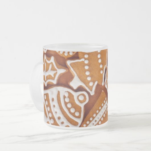 クリスマスジンジャーブレッドビスケット フロストグラスマグカップ (正面左)