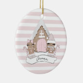 クリスマスジンジャーブレッドピンクの木の飾り セラミックオーナメント (右)