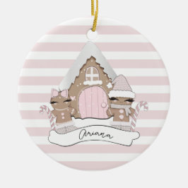 クリスマスジンジャーブレッドピンクの木の飾り セラミックオーナメント