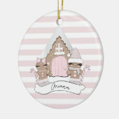 クリスマスジンジャーブレッドピンクの木の飾り セラミックオーナメント (左)