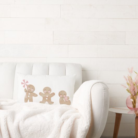 クリスマスジンジャーブレッドピンクスロークッション ランバークッション (ソファ)