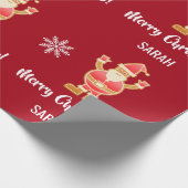 クリスマスジンジャーブレッドブラウンサンタのパーソナライズ名 ラッピングペーパー (角)