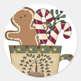 クリスマスジンジャーブレッドホリディグリーティング ラウンドシール