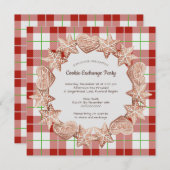 クリスマスジンジャーブレッドホリデークッキー交換 招待状 (正面/裏面)