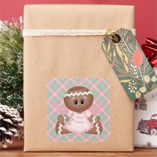 クリスマスジンジャーブレッドホリデーステッカー スクエアシール (クリスマス)