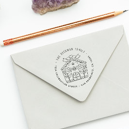 クリスマスジンジャーブレッドホリデーパーティー差出人住所 セルフインキングスタンプ