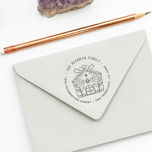 クリスマスジンジャーブレッドホリデーパーティー差出人住所 セルフインキングスタンプ