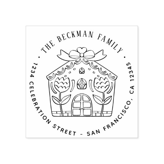 クリスマスジンジャーブレッドホリデーパーティー差出人住所 ラバースタンプ (インプリント)