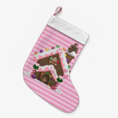 クリスマスジンジャーブレッドホリデー漫画ストッキング スモールクリスマスストッキング (正面 (吊り時))