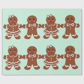 クリスマスジンジャーブレッドボーイズガールズラッピング紙 ラッピングペーパー (フラット)