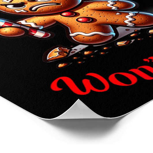 クリスマスジンジャーブレッドマンおもしろい不機嫌クリスマス ポスター (角)