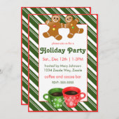 クリスマスジンジャーブレッドマンとコーヒー 招待状 (正面/裏面)