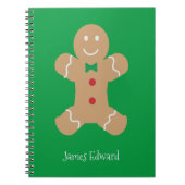 クリスマスジンジャーブレッドマンと名前をカスタムする ノートブック (正面)