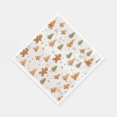 クリスマスジンジャーブレッドマンと雪片 スタンダードランチョンナプキン (角)