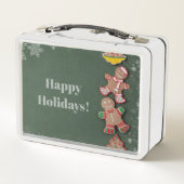 クリスマスジンジャーブレッドマンと雪片 メタルランチボックス (裏面)