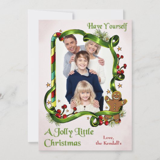 クリスマスジンジャーブレッドマンのフォトカード シーズンカード (正面)