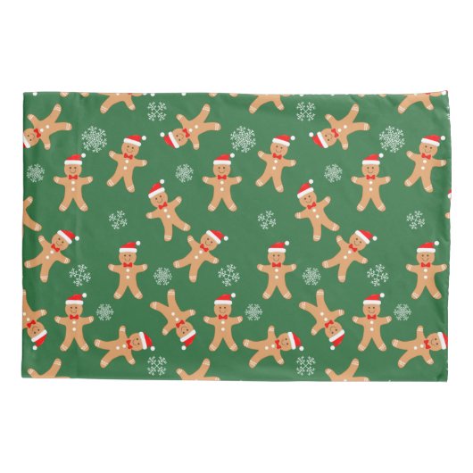 クリスマスジンジャーブレッドマンオングリーン 枕カバー (裏面)