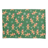 クリスマスジンジャーブレッドマンオングリーン 枕カバー (正面)