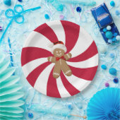 クリスマスジンジャーブレッドマンオンペパーミント ペーパープレート (パーティー)