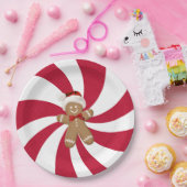 クリスマスジンジャーブレッドマンオンペパーミント ペーパープレート (パーティー)