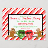 クリスマスジンジャーブレッドマンキャンディーケーンストライプズ 招待状 (正面/裏面)
