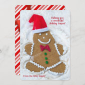 クリスマスジンジャーブレッドマンクッキースノーエンジェル シーズンカード (正面/裏面)