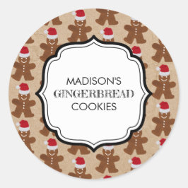クリスマスジンジャーブレッドマンクッキーズホリデーベーキング ラウンドシール