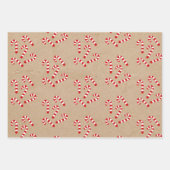 クリスマスジンジャーブレッドマンクッキー&キャンディストライプー ラッピングペーパーシート (正面3)