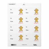 クリスマスジンジャーブレッドマンクッキー ラベル (フルシート)