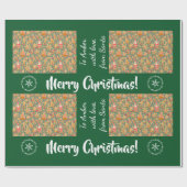 クリスマスジンジャーブレッドマンサンタパーソナライズされたーネーム ラッピングペーパー (フラット)