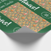 クリスマスジンジャーブレッドマンサンタパーソナライズされたーネーム ラッピングペーパー (角)