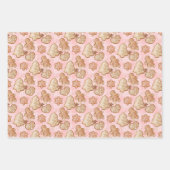 クリスマスジンジャーブレッドマンズハウスツリーズスターズハートピンク ラッピングペーパーシート (正面3)