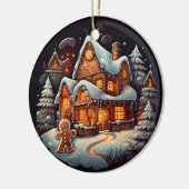 クリスマスジンジャーブレッドマンハウス セラミックオーナメント (左)