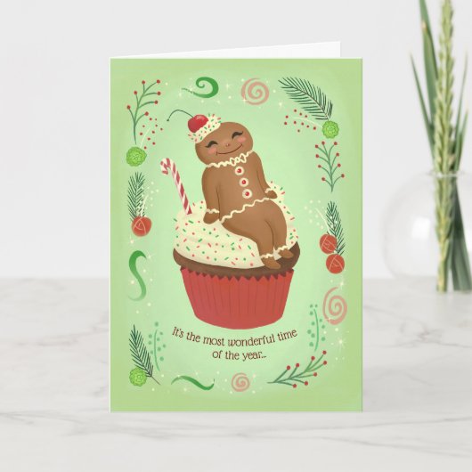 クリスマスジンジャーブレッドマンハッピーホリデーズカード シーズンカード (正面)