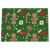 クリスマスジンジャーブレッドマンパターン ラージペーパーバッグ (正面)