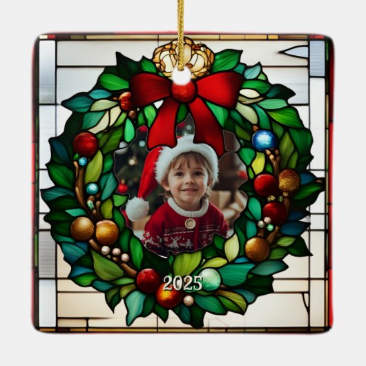 クリスマスジンジャーブレッドマンフェイクステンドグラス セラミックオーナメント (裏面)