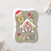 クリスマスジンジャーブレッドマンフラットグリーティングカード カード (正面/裏面インサイチュ)