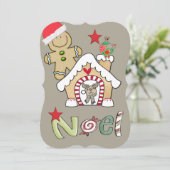 クリスマスジンジャーブレッドマンフラットグリーティングカード カード (スタンド正面)